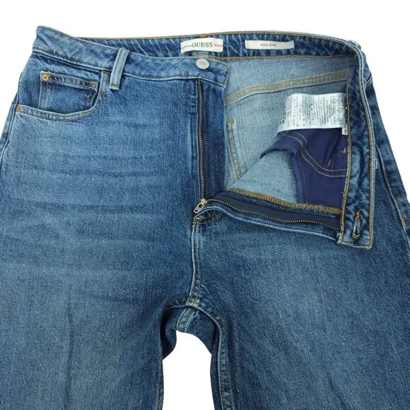 Guess Mom Jeans High Rise Womens 31x27 Med Wash Denim Ankle Style Cropped Pants - Picture 12 of 15